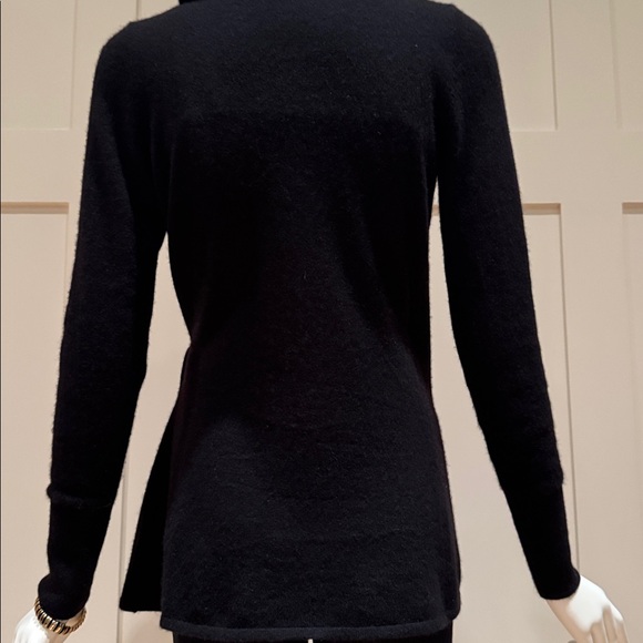 LILLY PULITZER CASHMERE WRAP SWEATER WITH RUFFLE SURROUND COLLAR BLACK SIZE. S - Picture 7 of 12